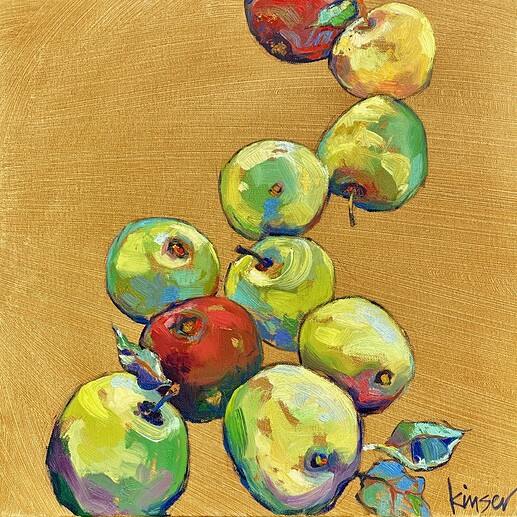 'Apple Tumble' 16x16 oil on linen